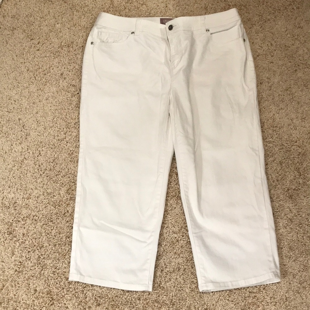Chicos cropped white denim.